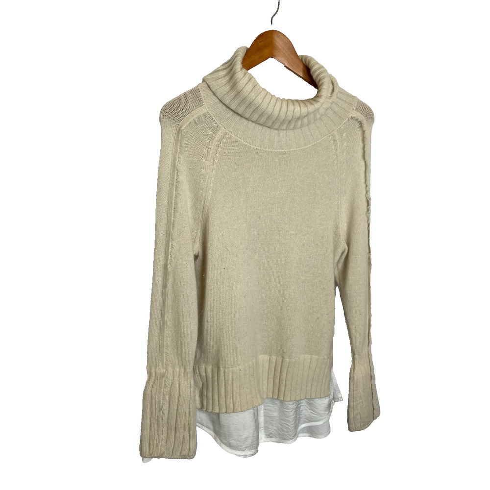 Women's XS Brochu Walker Jolie Fringe Layered Looker 100% Cashmere Sweater - Picture 2 of 6